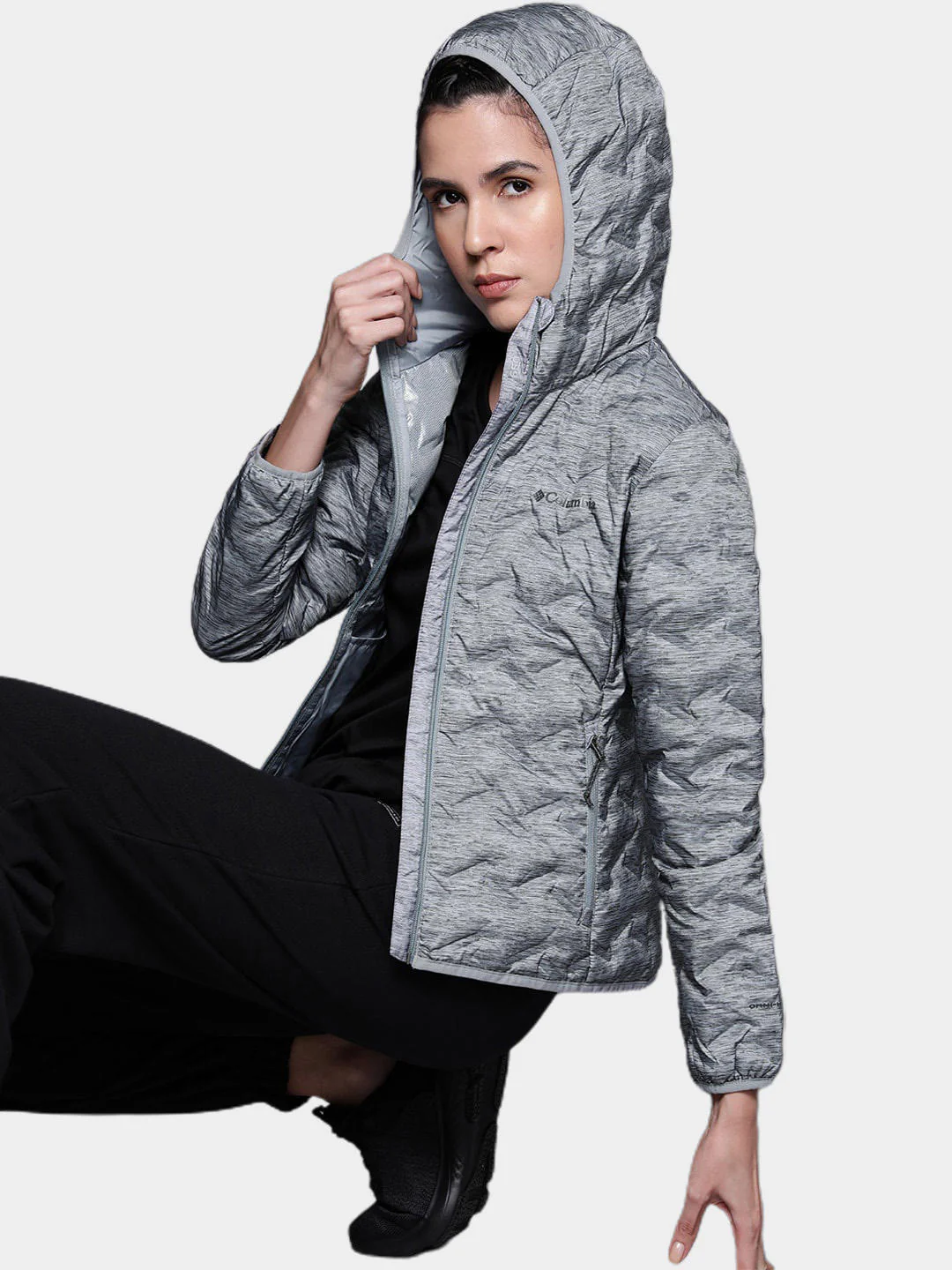Columbia Women Grey Delta Ridge Down Hooded Jacket - Image 8