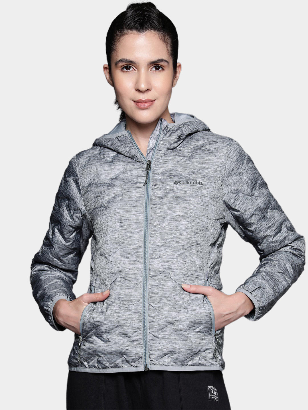 Columbia Women Grey Delta Ridge Down Hooded Jacket - Image 9