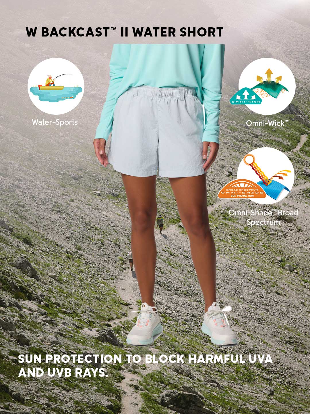 Columbia Women Grey Omni-Shade W Backcast II Short - Image 2