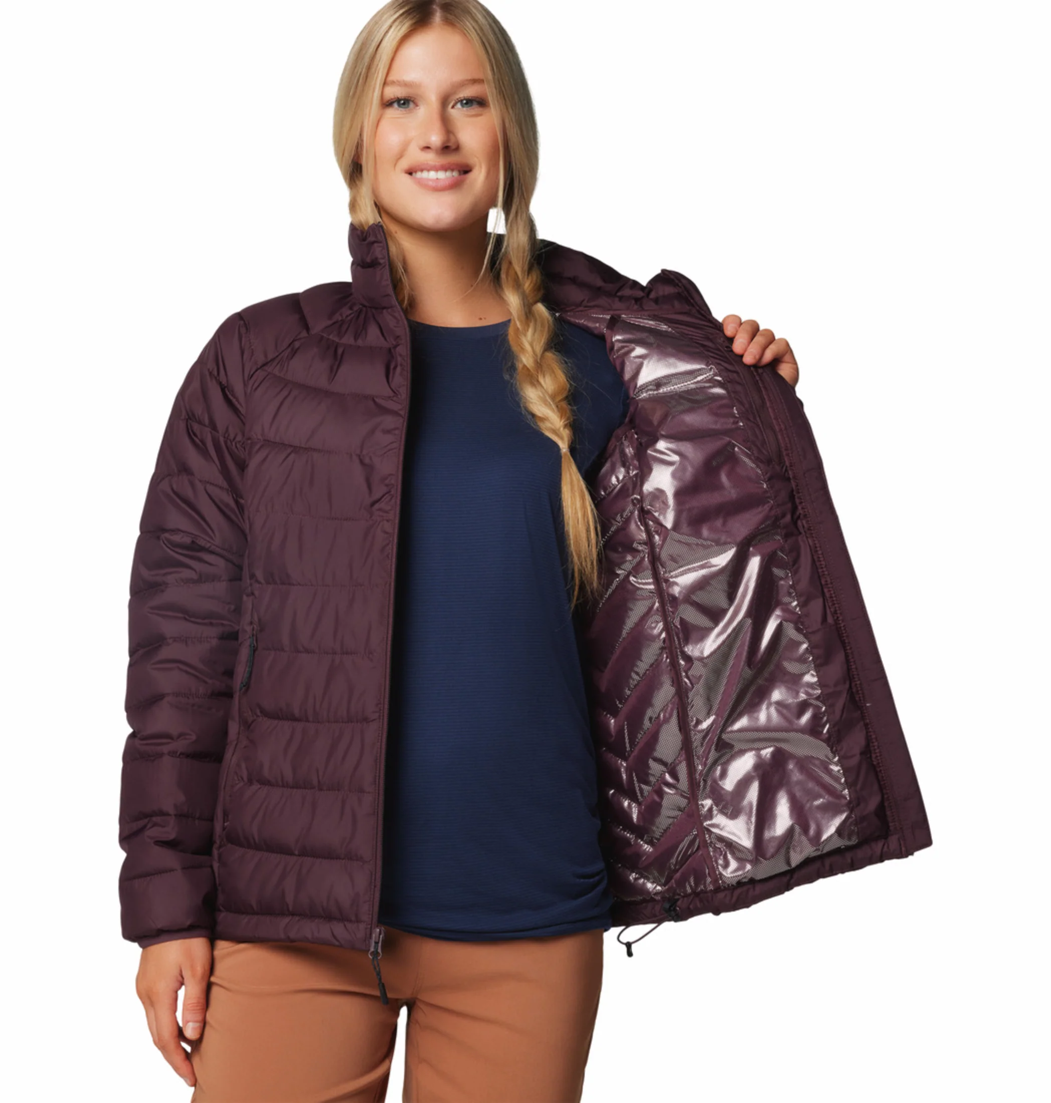 Columbia Women Maroon OmniHeat Reflective Powder Lite II Down Jacket - Image 10