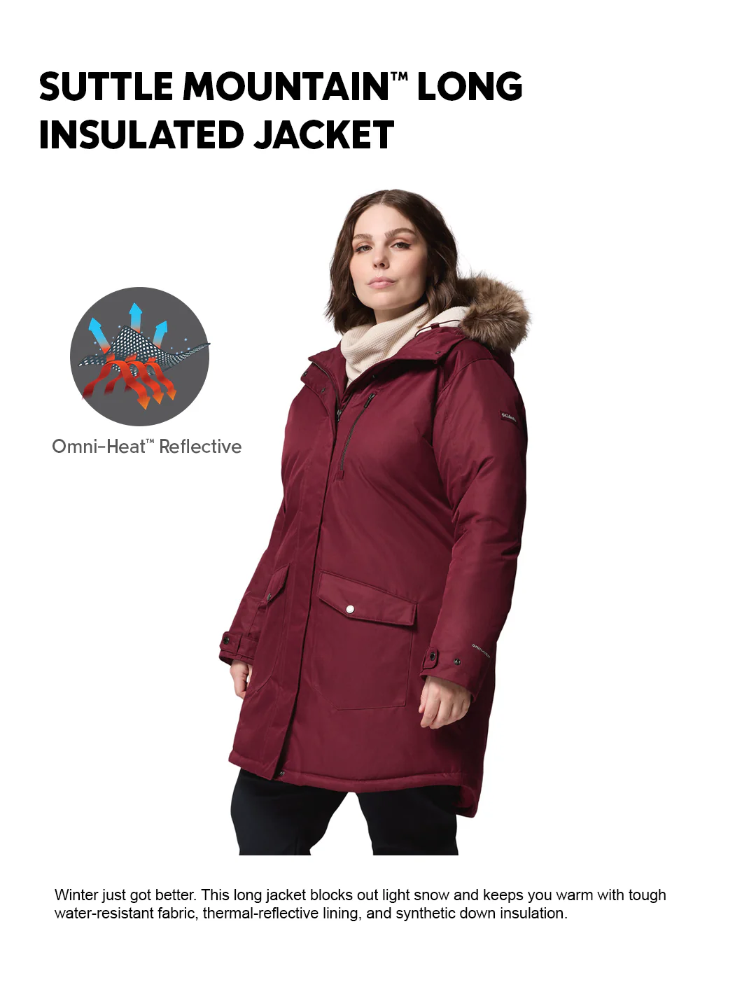 Columbia Women Maroon OmniHeat Reflective Suttle Mountain Insulated Jacket - Image 2