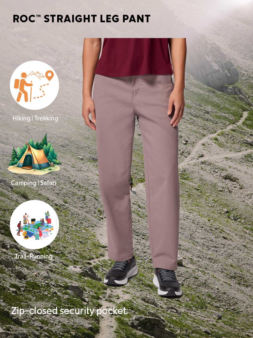 Columbia Women Mauve ROC Straight Leg Pant - Image 2