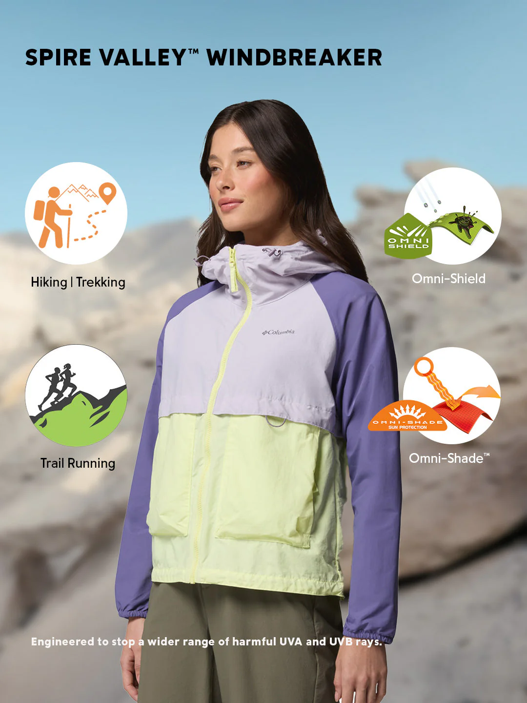 Columbia Women Multi Omni-Shade Spire Valley Windbreaker - Image 2