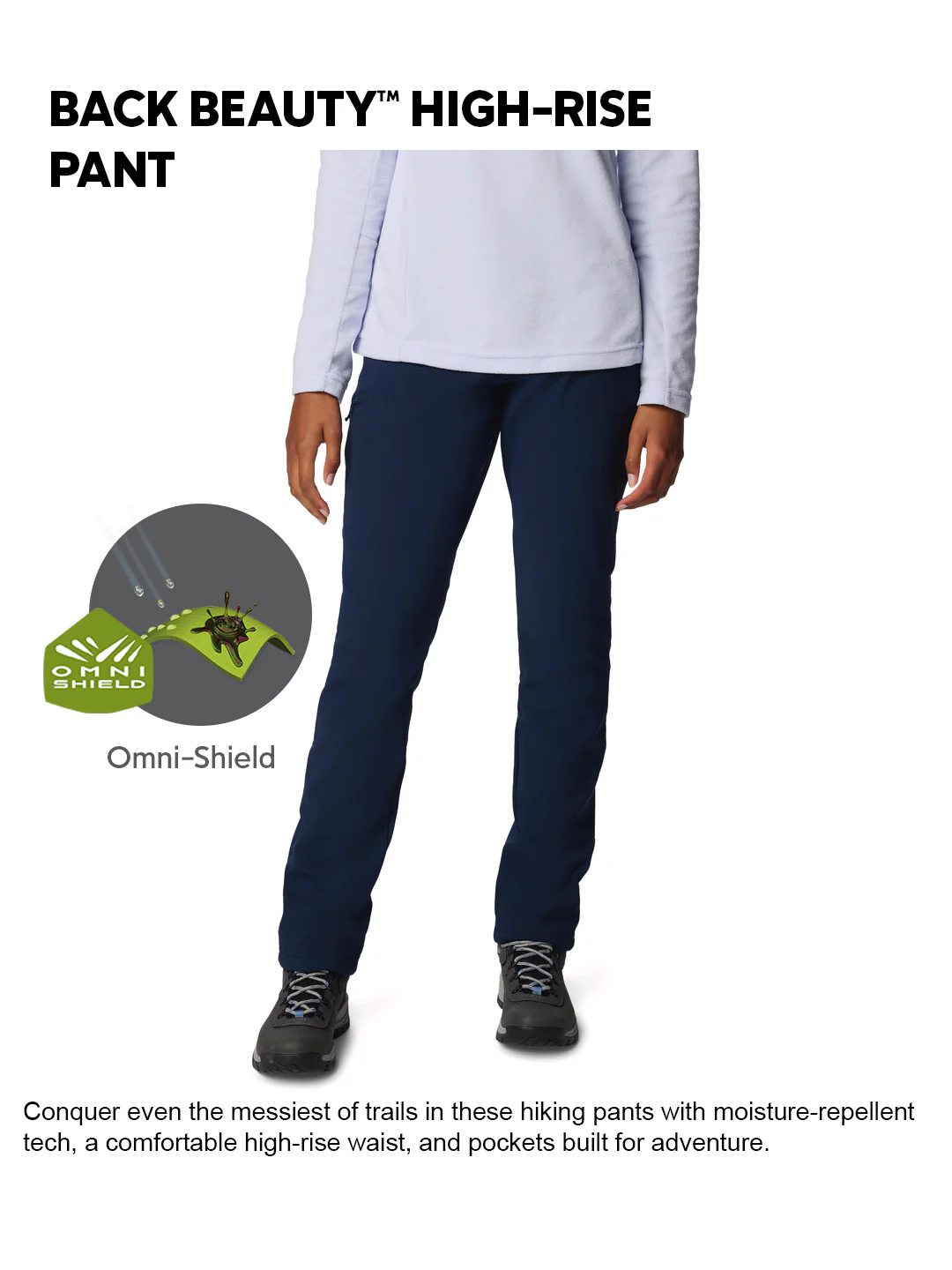 Columbia Women Navy Blue OmniShield Back Beauty High-Rise Pant - Image 2