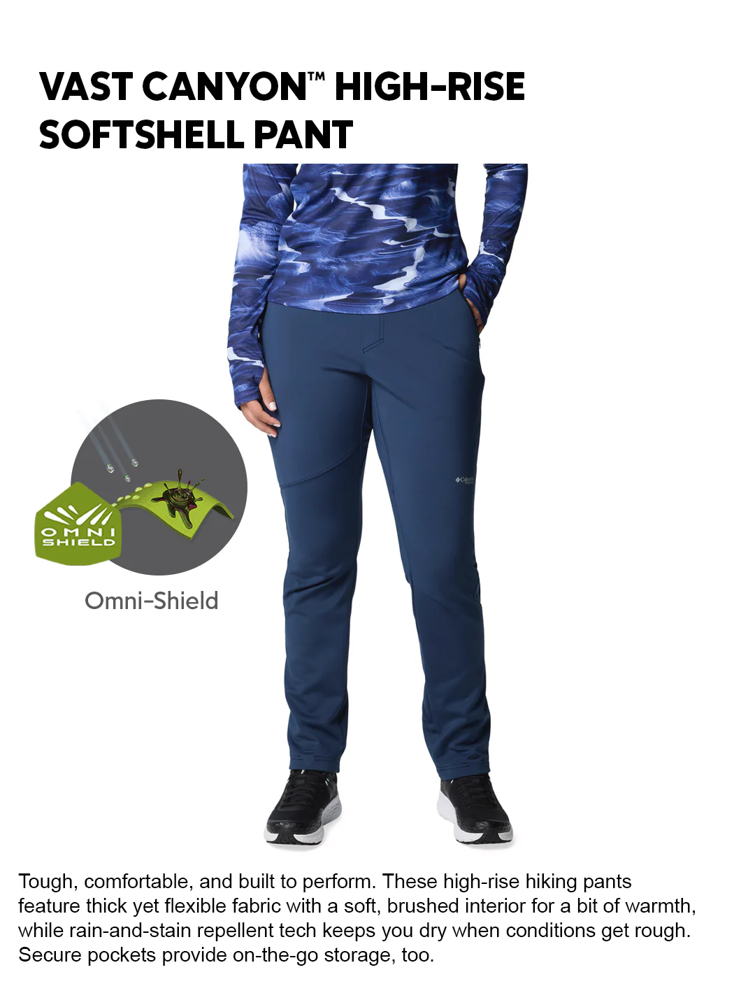 Columbia Women Navy Blue OmniShield Vast Canyon Soft Shell Pant - Image 2