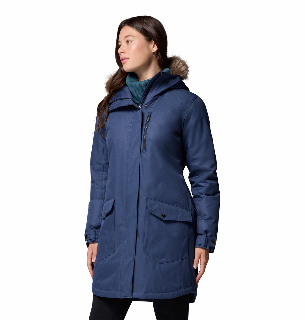 Columbia Women Navy Blue Suttle Mountain Long Insulated Jacket (Plus Size) - Image 4