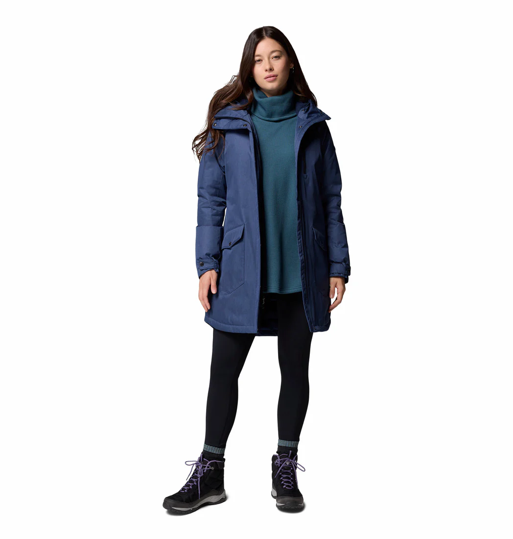 Columbia Women Navy Blue Suttle Mountain Long Insulated Jacket (Plus Size) - Image 5