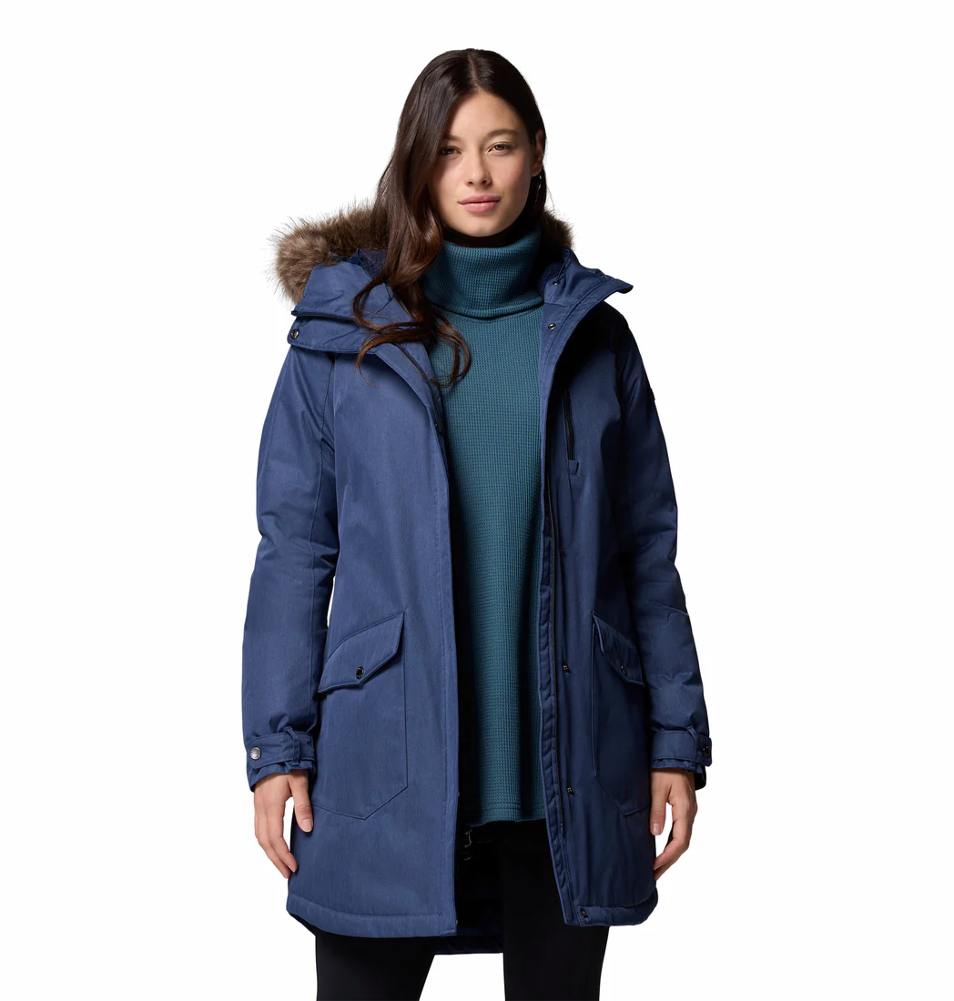 Columbia Women Navy Blue Suttle Mountain Long Insulated Jacket (Plus Size) - Image 6