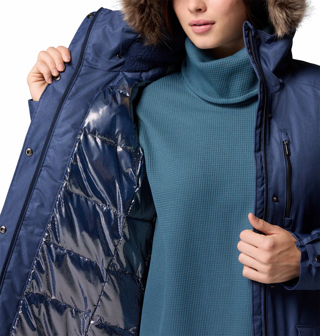 Columbia Women Navy Blue Suttle Mountain Long Insulated Jacket (Plus Size) - Image 7