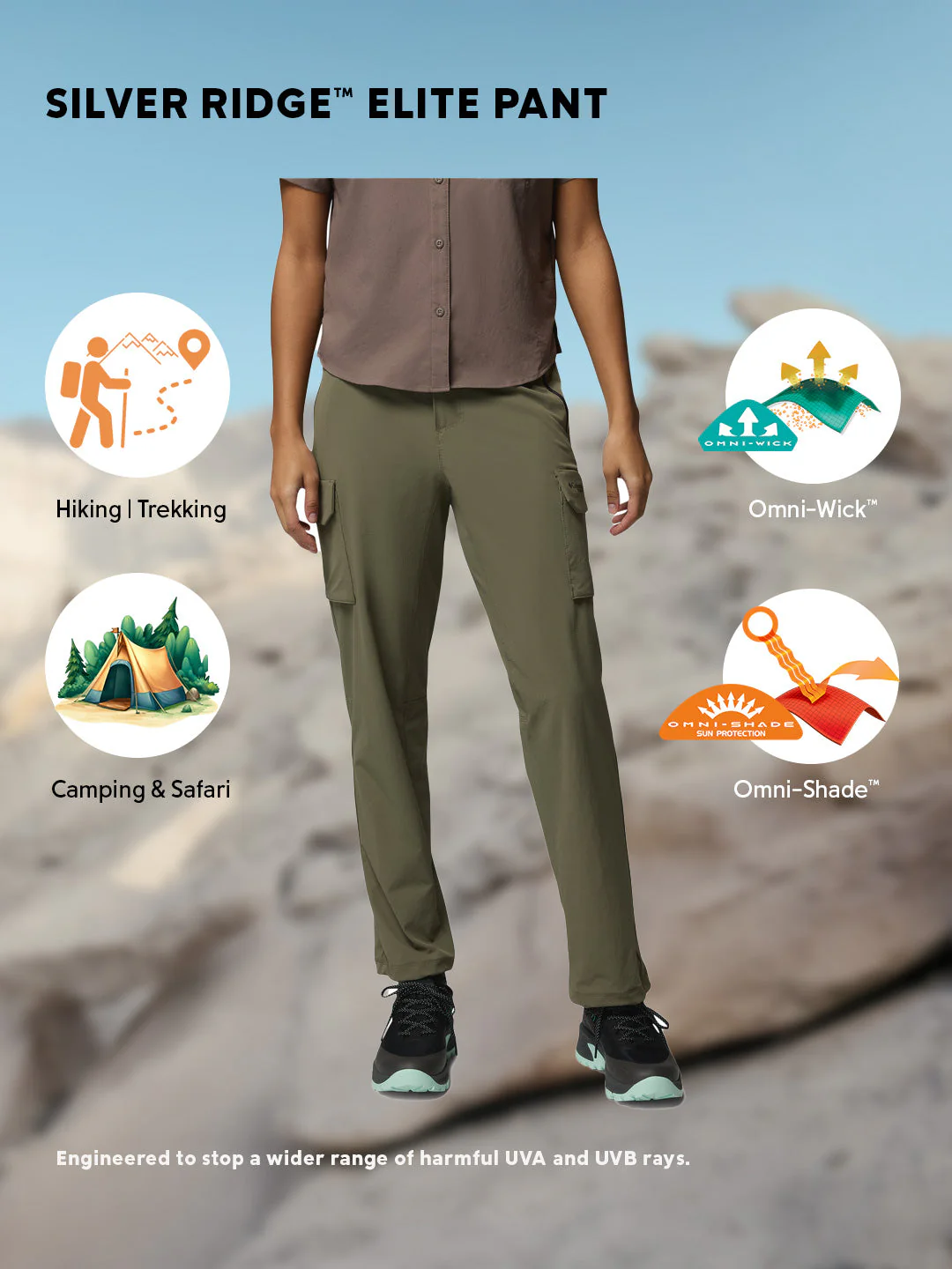 Columbia Women Olive Green Omni-Shade Silver Ridge Elite Pant - Image 2