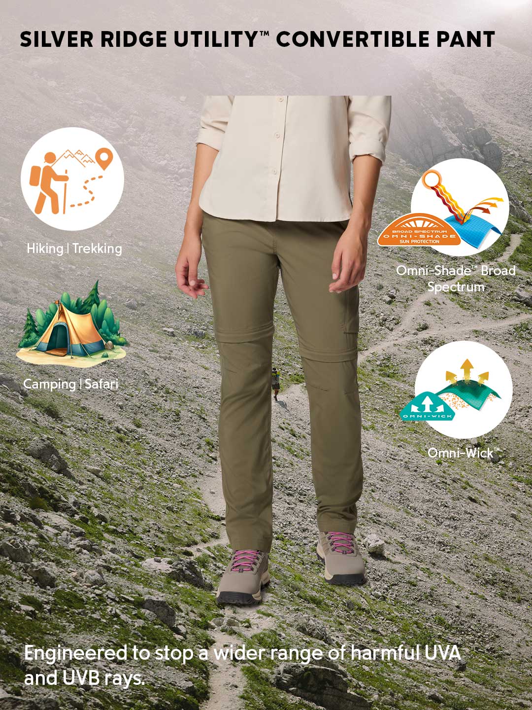 Columbia Women Olive Green Omni-Shade Silver Ridge Utility Convertible Pant - Image 2