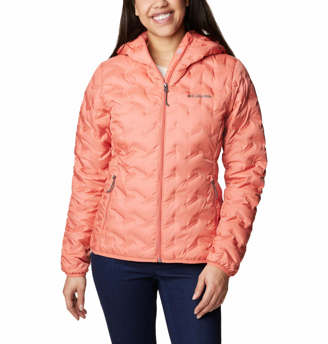 Columbia Women Orange Delta Ridge Down Hooded Jacket