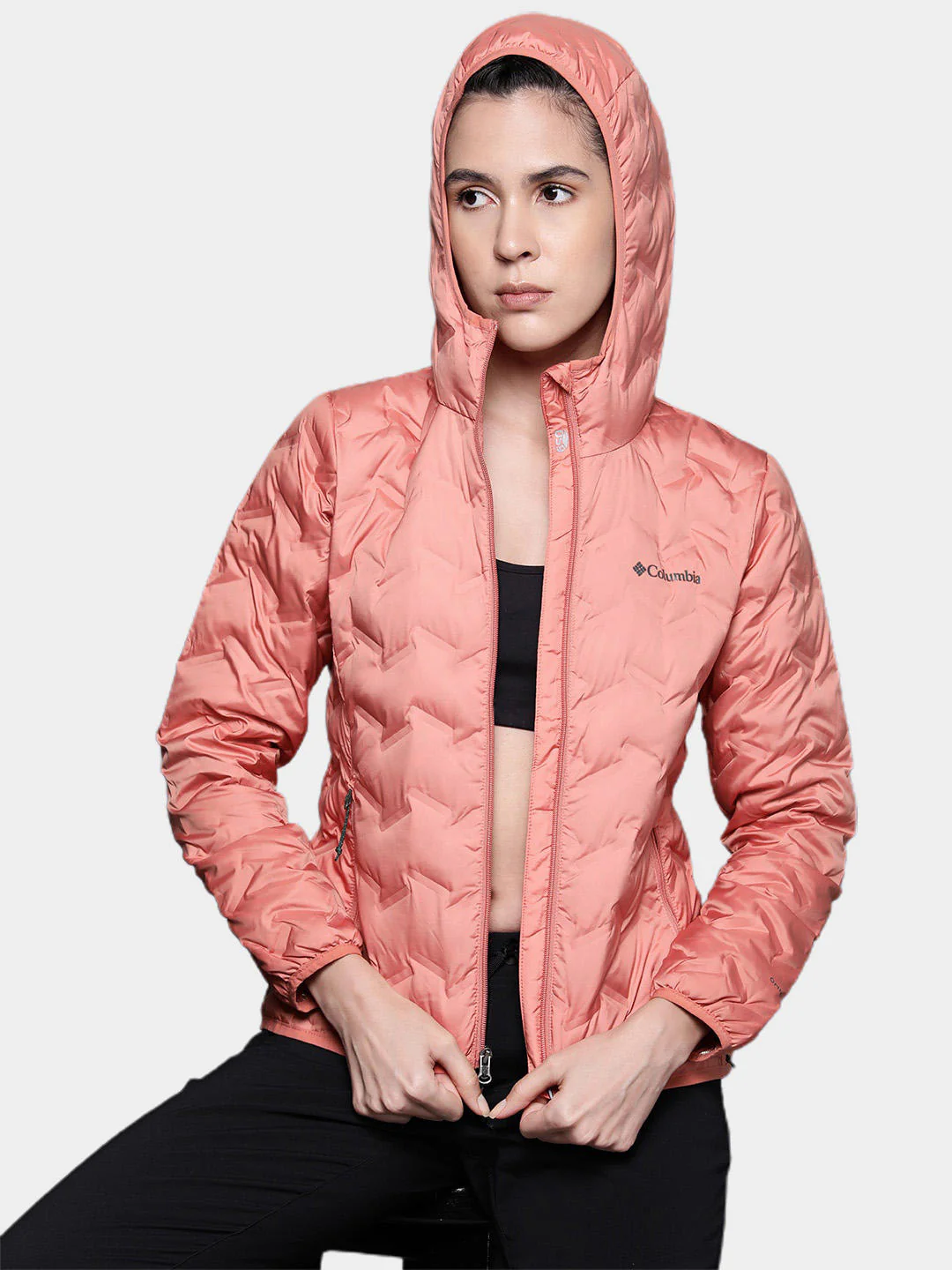 Columbia Women Orange Delta Ridge Down Hooded Jacket - Image 9