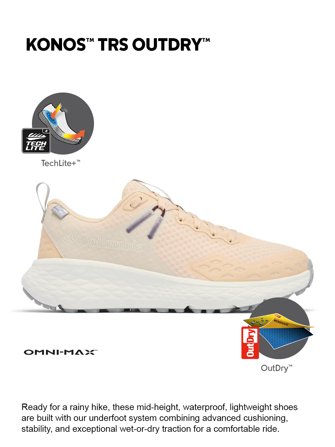 Columbia Women Peach OmniMax Konos TRS Waterproof Hiking and Trekking Shoes - Image 2