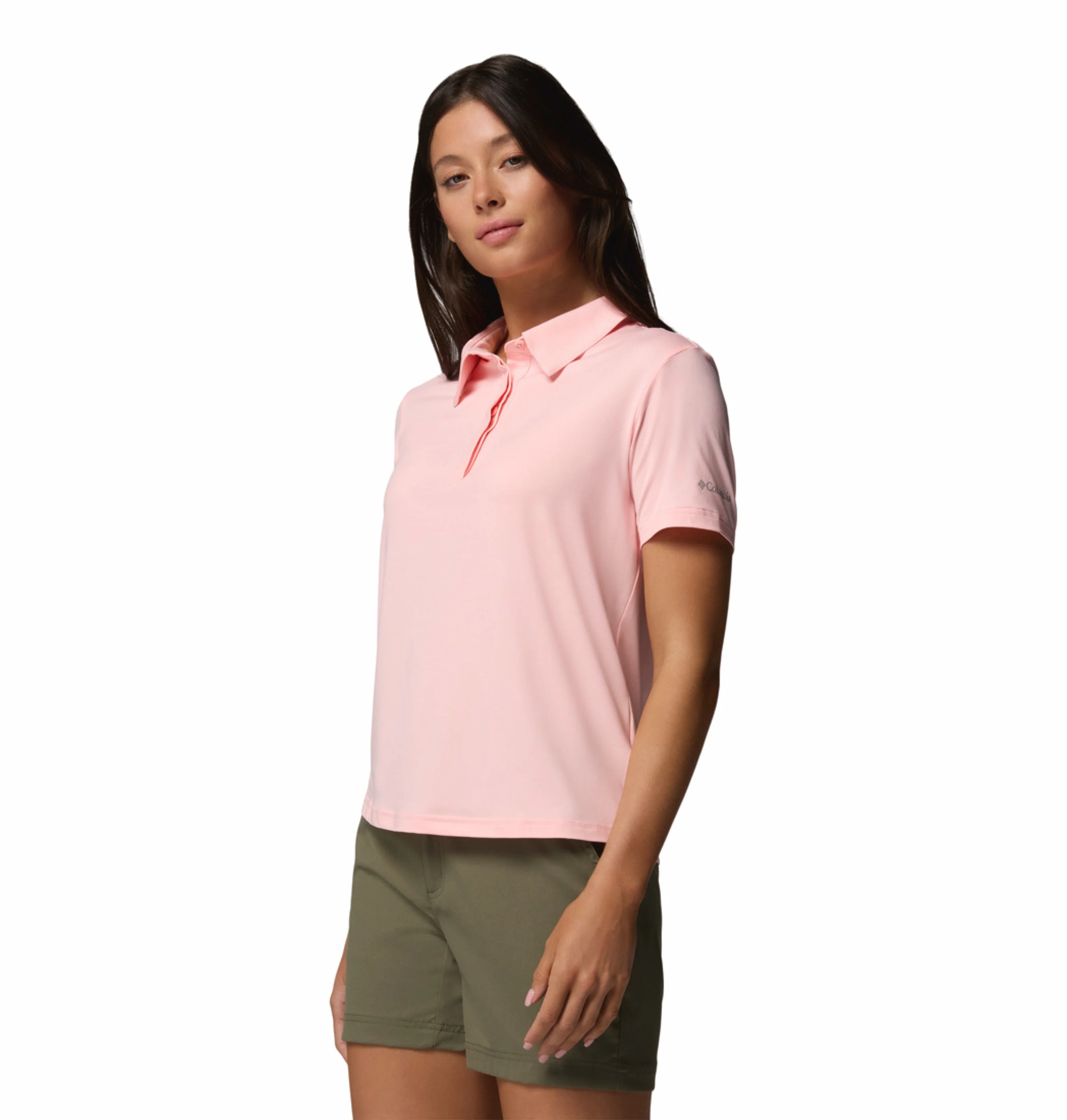 Columbia Women Pink Omni-Shade Parsons Point Polo Tshirt - Image 3
