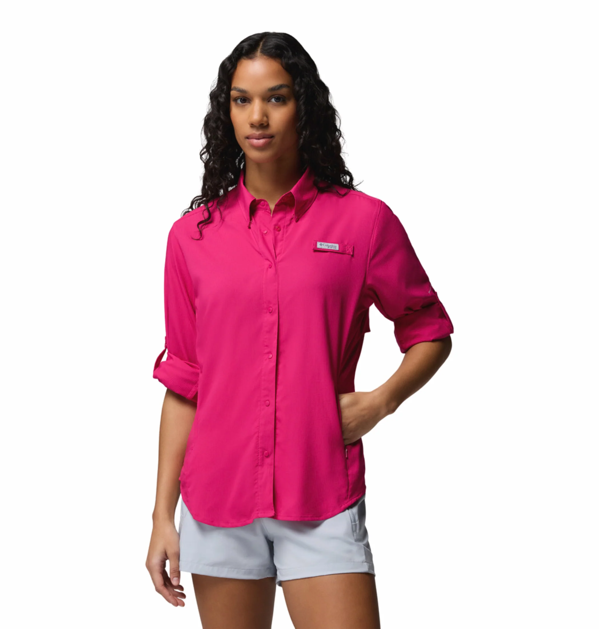 Columbia Women Pink Omni-Shade Tamiami II Long Sleeve Shirt - Image 6