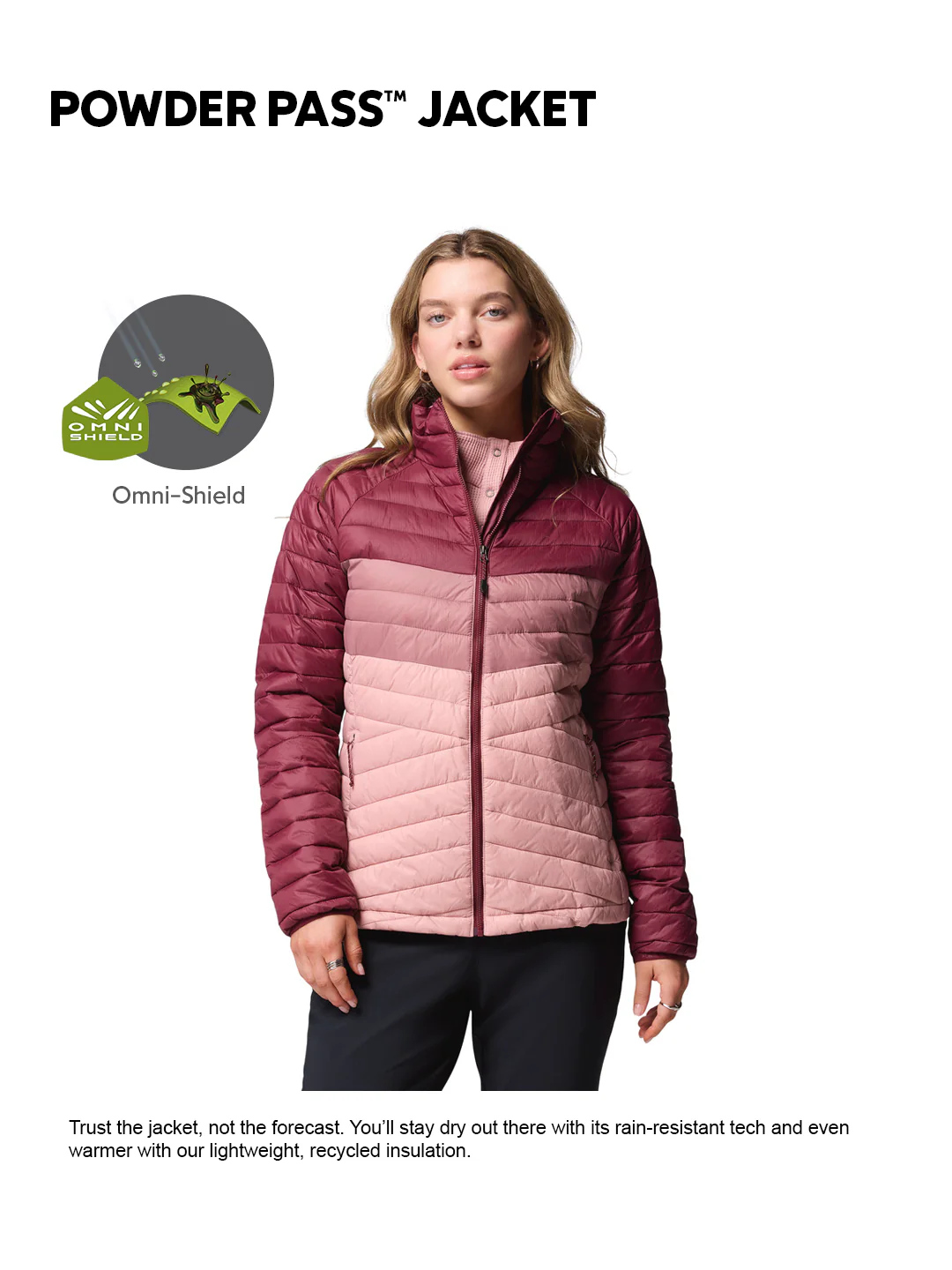 Columbia Women Pink OmniShield Powder Pass Down Jacket - Image 2