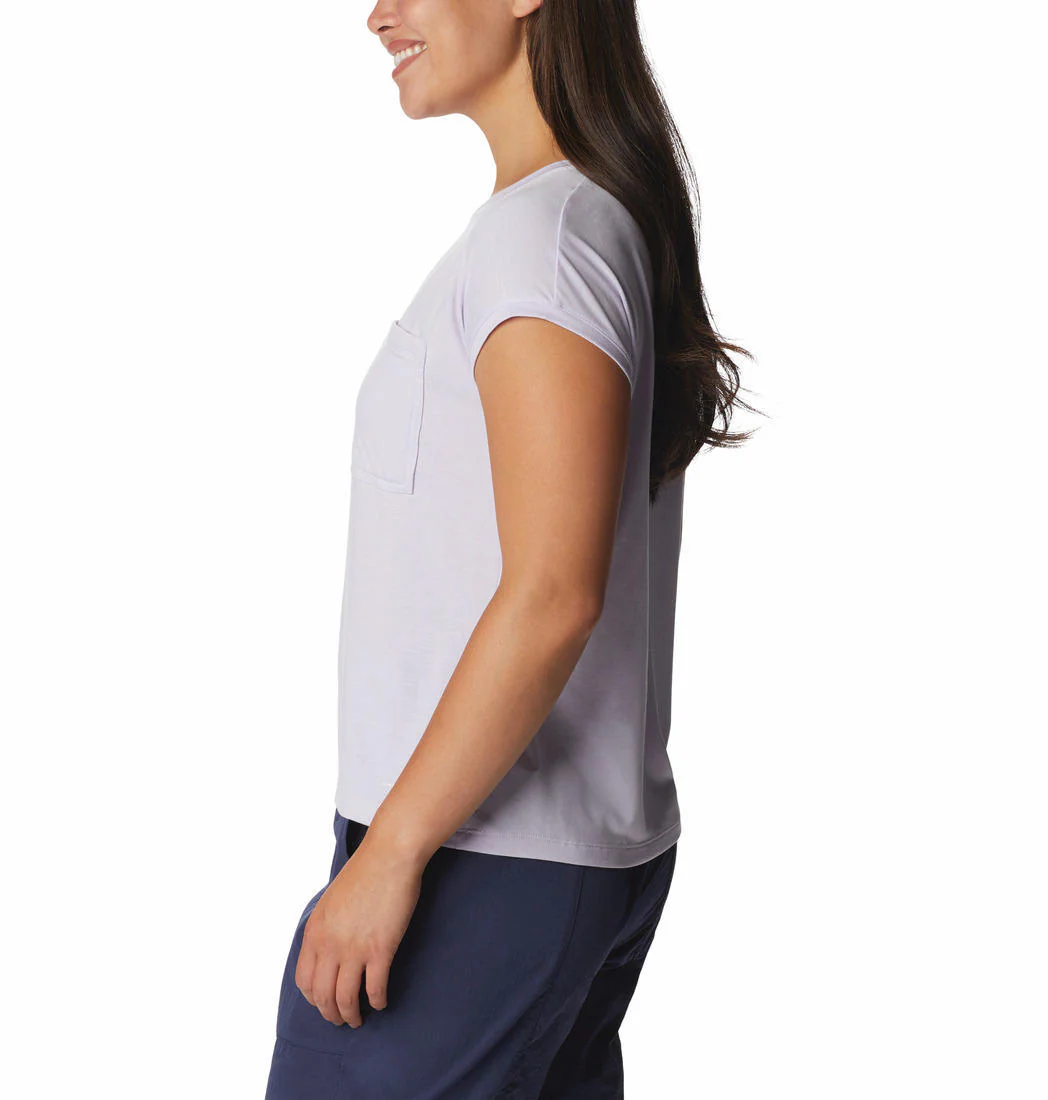 Columbia Women Purple Boundless Trek Short Sleeve Tee - Image 2