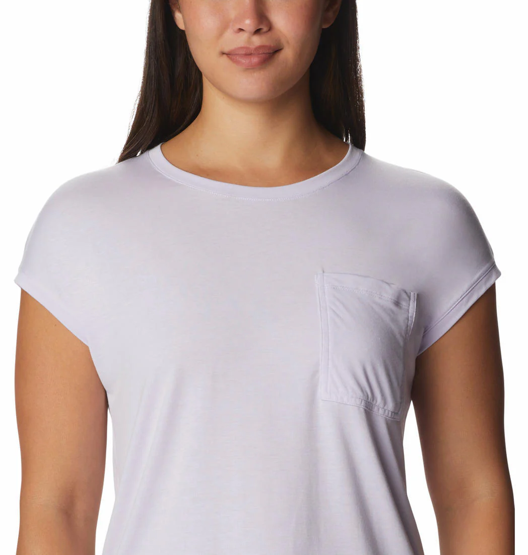 Columbia Women Purple Boundless Trek Short Sleeve Tee - Image 3