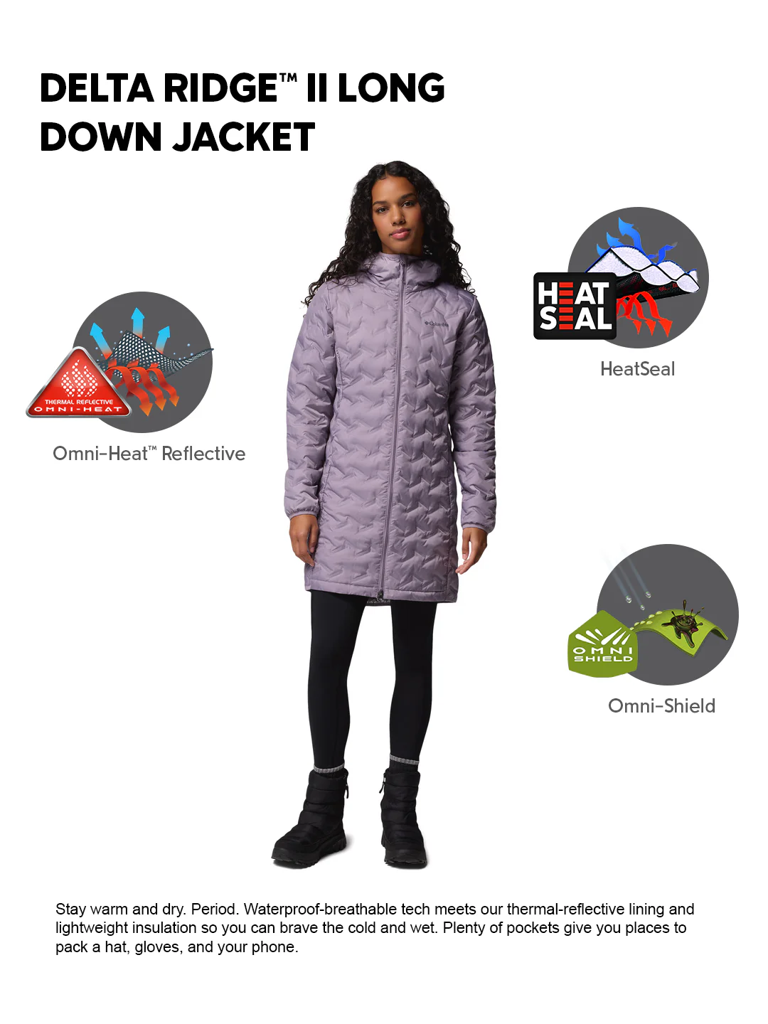 Columbia Women Purple HEAT SEAL Delta Ridge II Down Jacket - Image 2