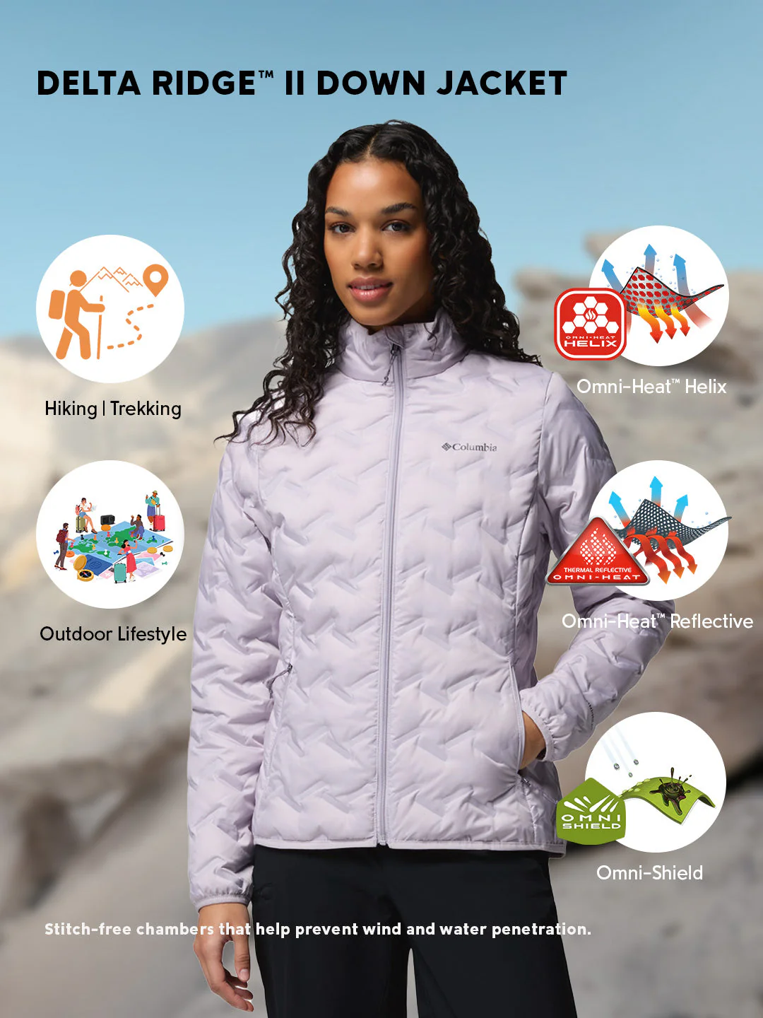 Columbia Women Purple Heat Seal Delta Ridge II Down Jacket - Image 2