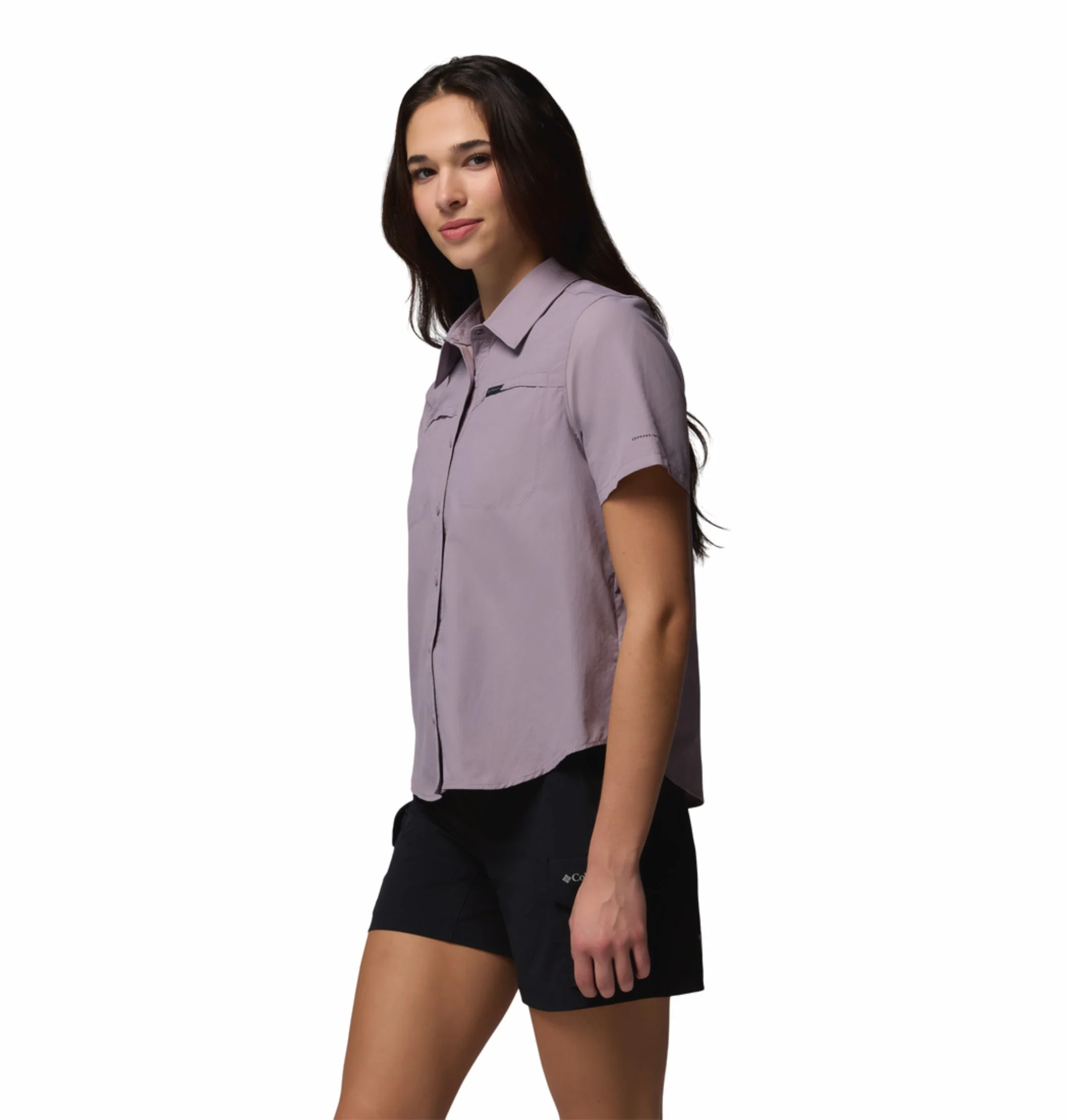 Columbia Women Purple Omni-Shade Silver Ridge 3.0 Short Sleeve Shirt - Image 3