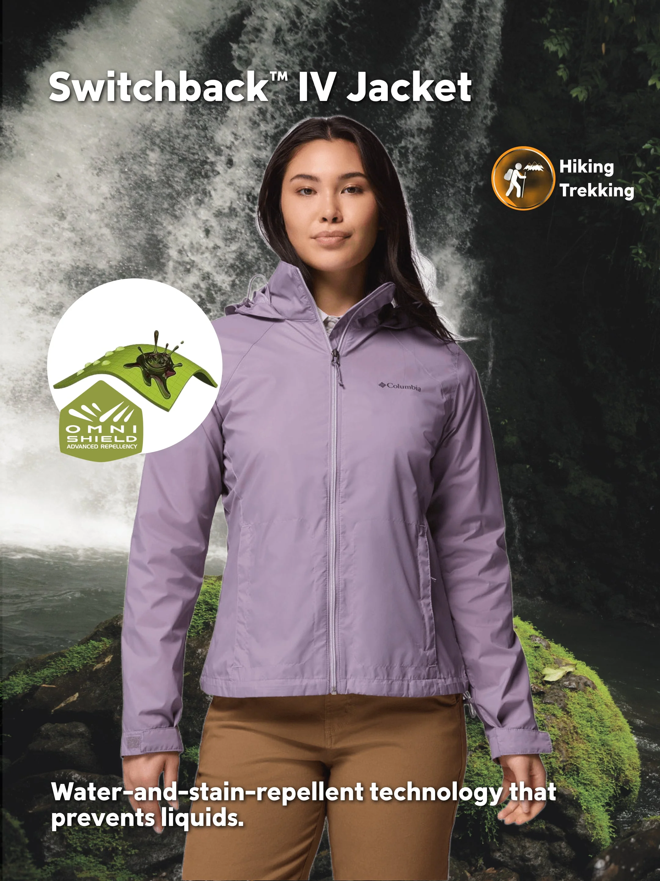 Columbia Women Purple Omni-Shield Switchback IV Rain Jacket - Image 2