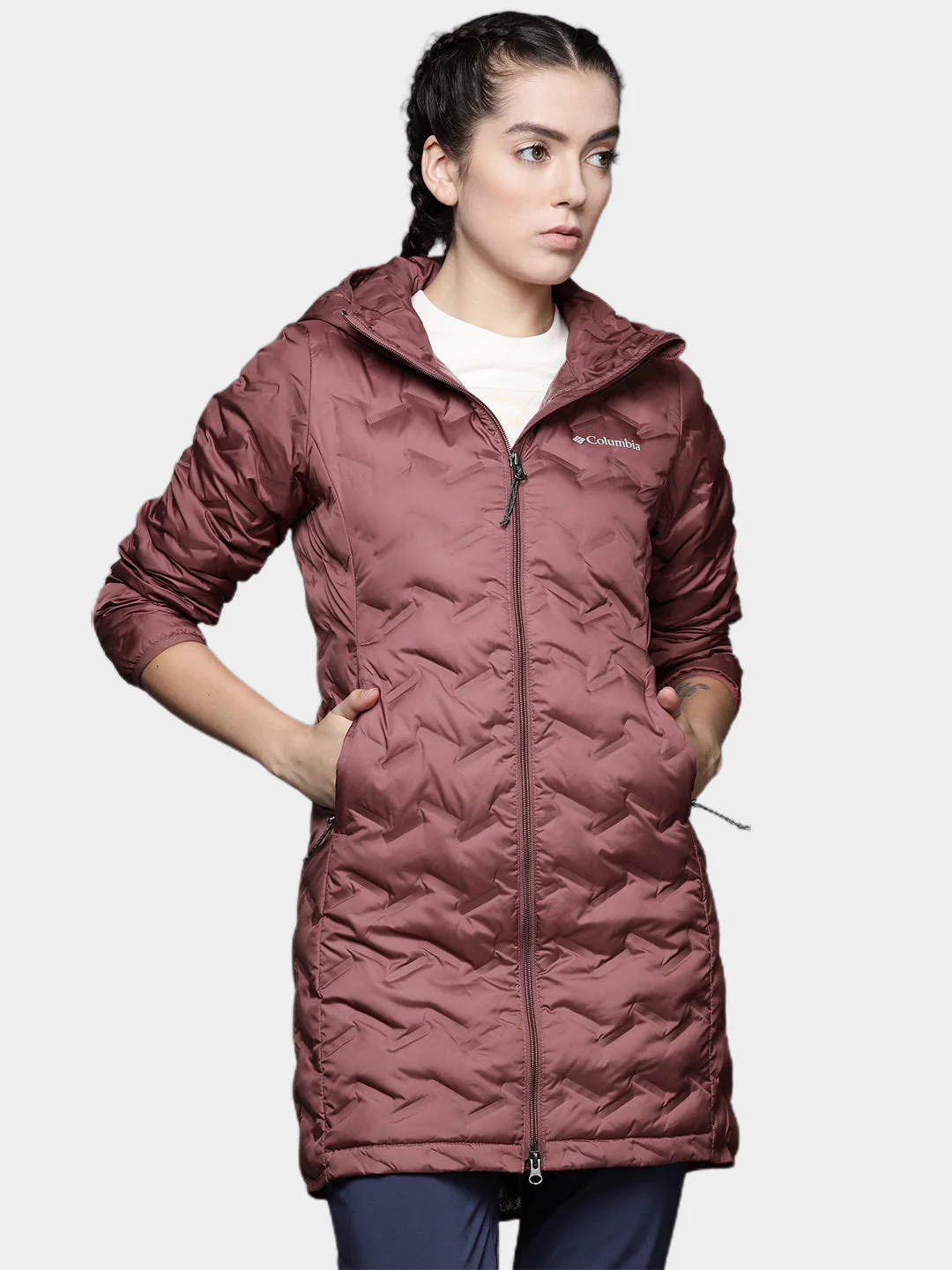 Columbia Women Pink Delta Ridge Long Down Jacket - Image 10