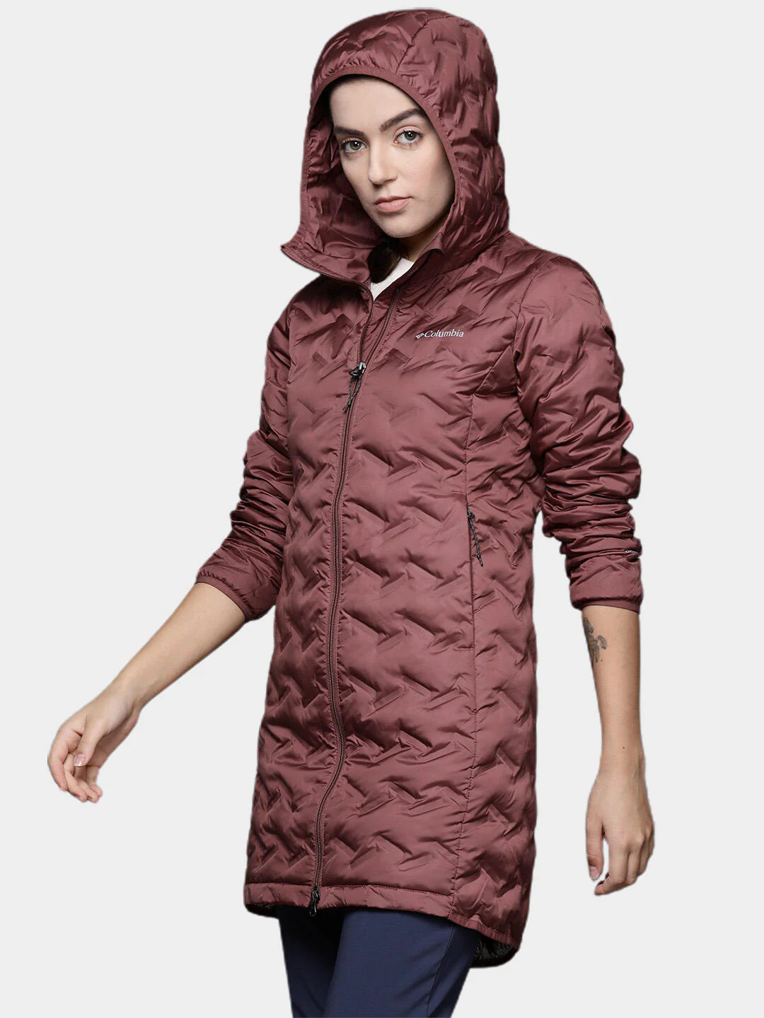 Columbia Women Pink Delta Ridge Long Down Jacket - Image 12