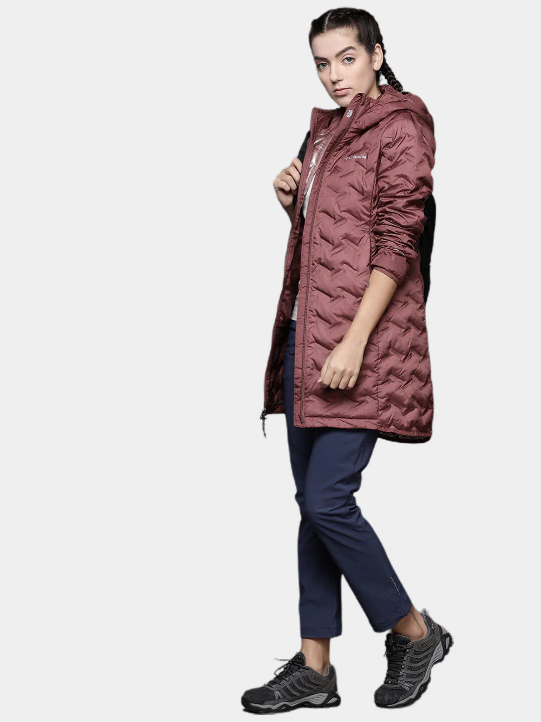 Columbia Women Pink Delta Ridge Long Down Jacket - Image 9