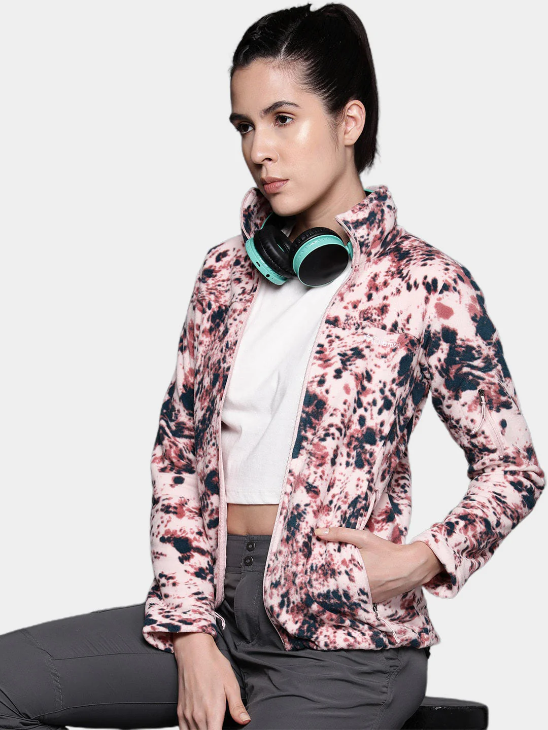 Columbia Women Pink Fast Trek Printed Jkt - Image 10
