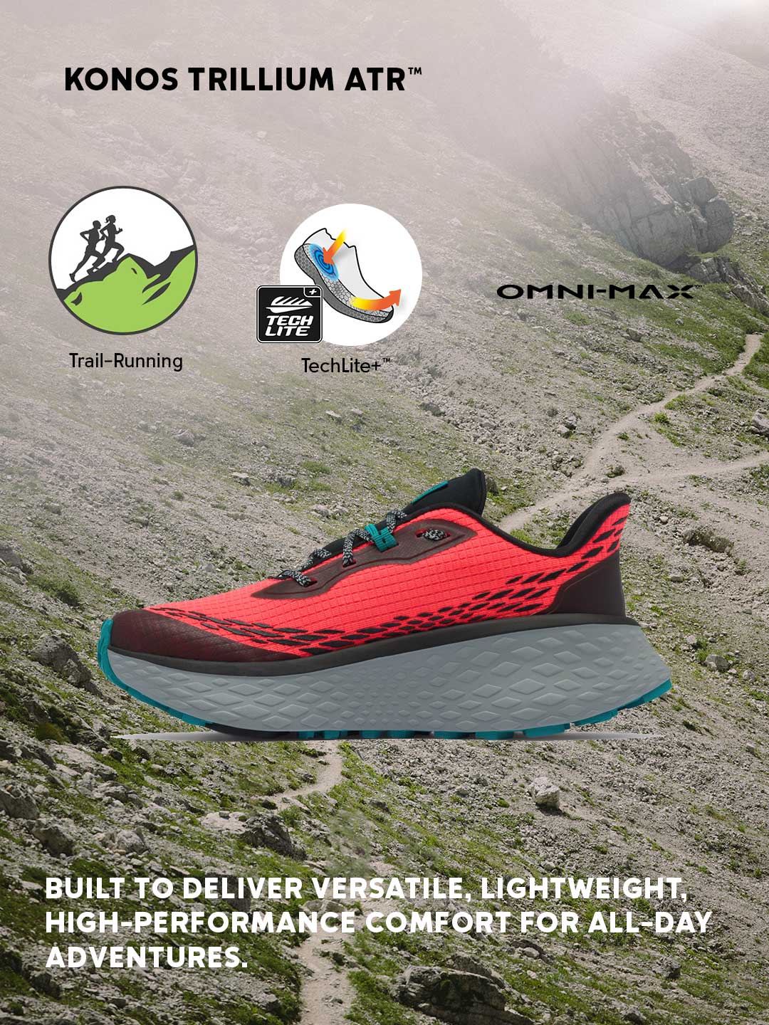 Columbia Women Red Omni-Max Konos Trillium ATR Trail Running Shoes - Image 2