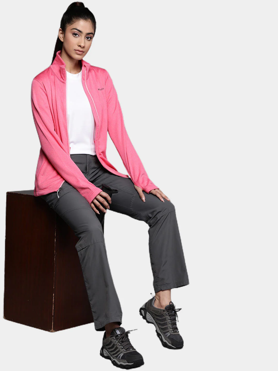 Columbia Women Pink W Park View Grid Fleece Full Zip (Sun Protection) - Image 12