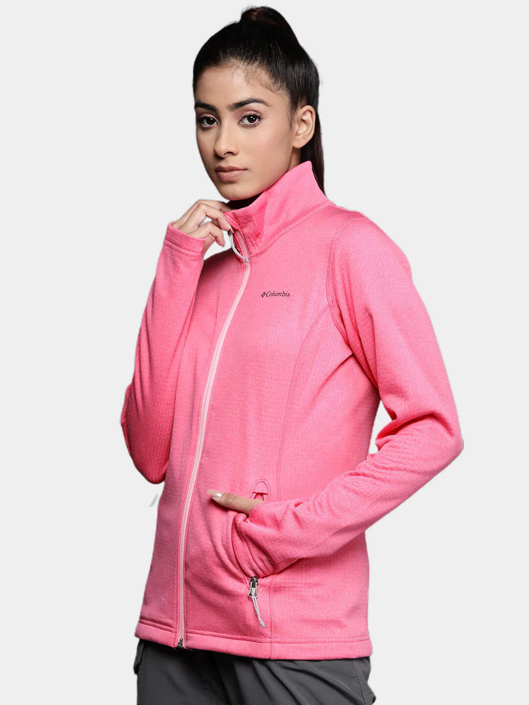 Columbia Women Pink W Park View Grid Fleece Full Zip (Sun Protection) - Image 15