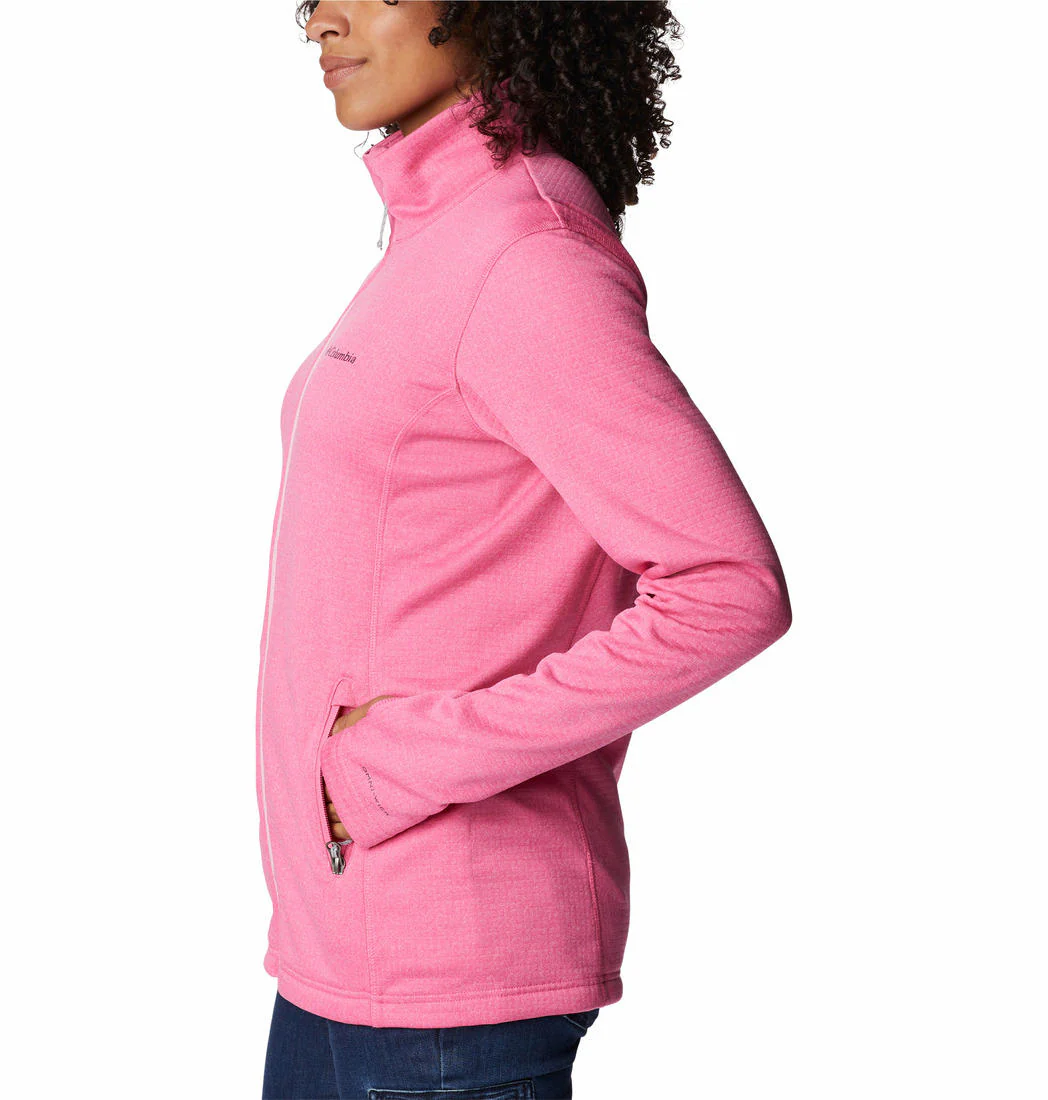 Columbia Women Pink W Park View Grid Fleece Full Zip (Sun Protection) - Image 2