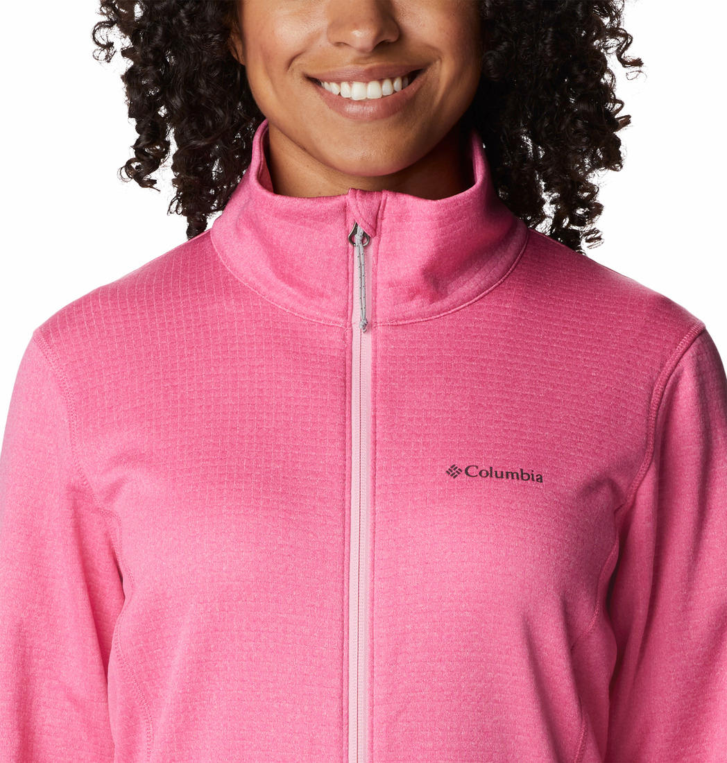 Columbia Women Pink W Park View Grid Fleece Full Zip (Sun Protection) - Image 4