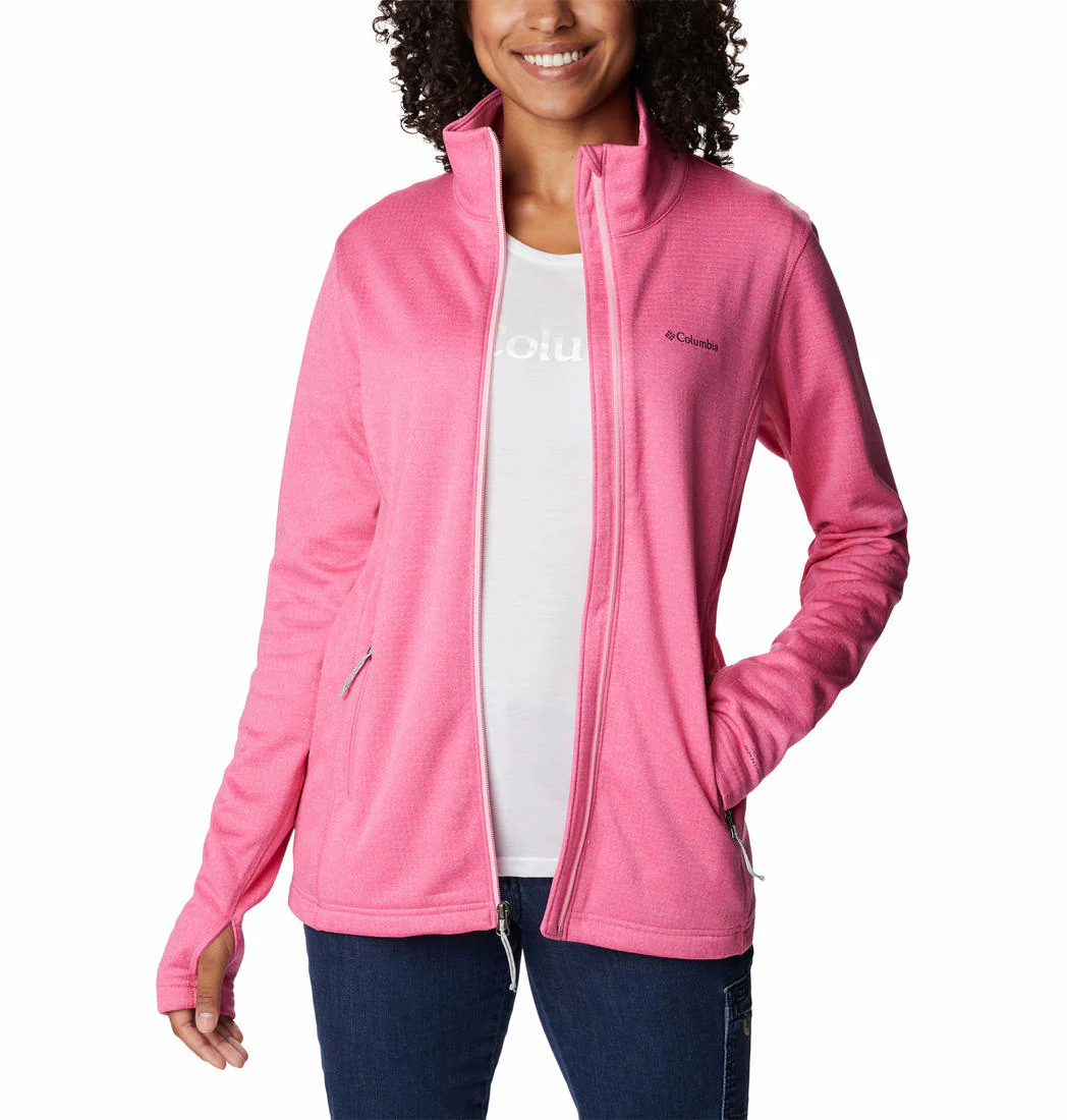 Columbia Women Pink W Park View Grid Fleece Full Zip (Sun Protection) - Image 7