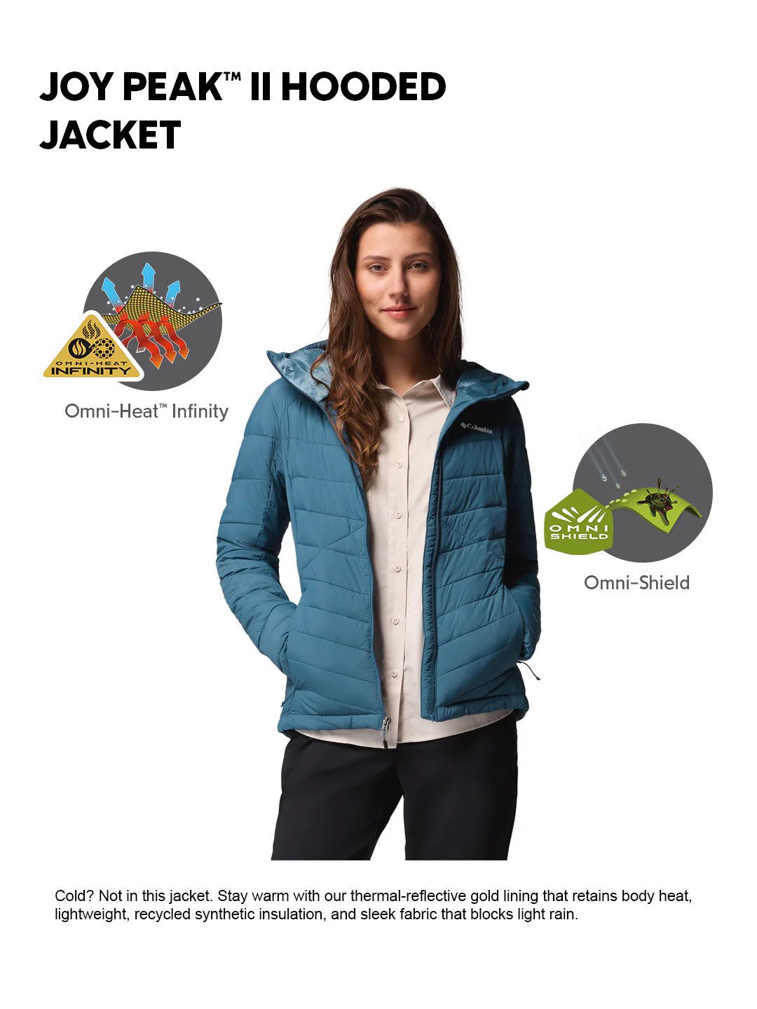 Columbia Women Teal OmniHeat Infinity Joy Peak II Down Jacket - Image 2