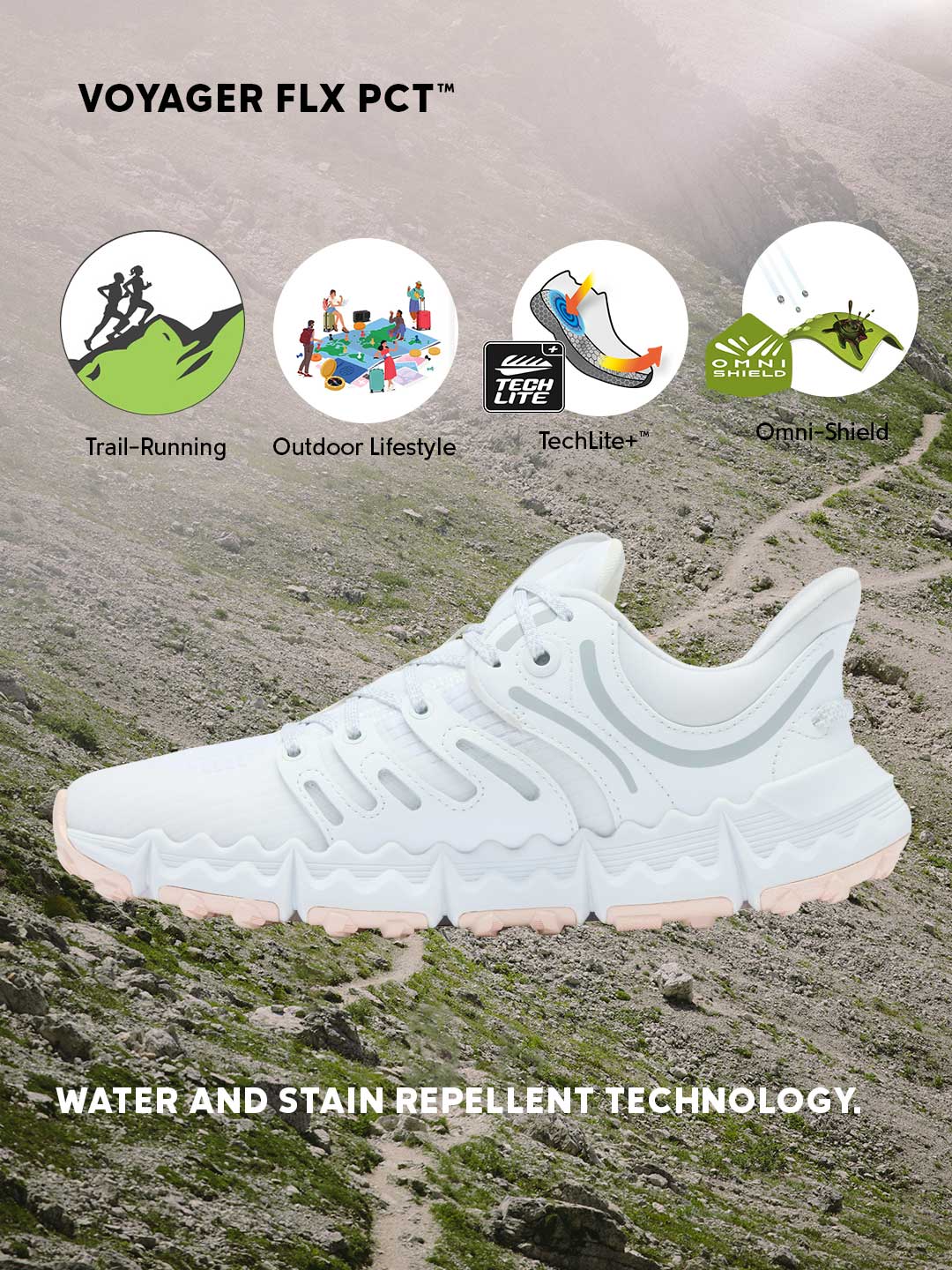 Columbia Women White Omni-Shield Voyager FLX PCT Trail Running Shoes - Image 2