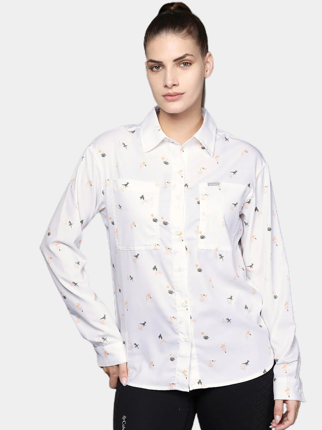Columbia Women White Silver Ridge Utility Patterned LS Shirt (Sun Protection) - Image 10