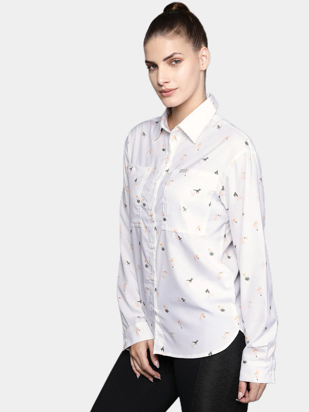 Columbia Women White Silver Ridge Utility Patterned LS Shirt (Sun Protection) - Image 12