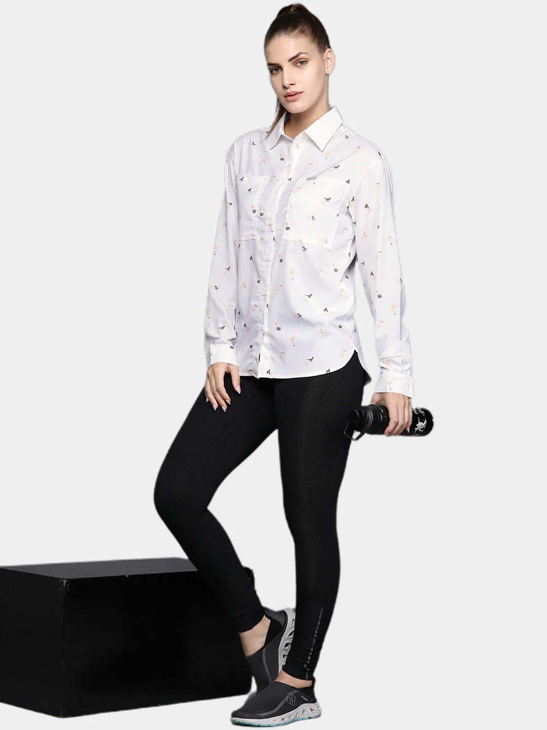Columbia Women White Silver Ridge Utility Patterned LS Shirt (Sun Protection) - Image 13