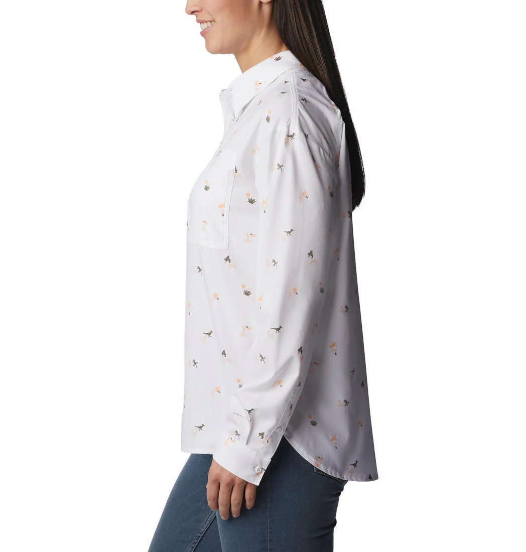 Columbia Women White Silver Ridge Utility Patterned LS Shirt (Sun Protection) - Image 6