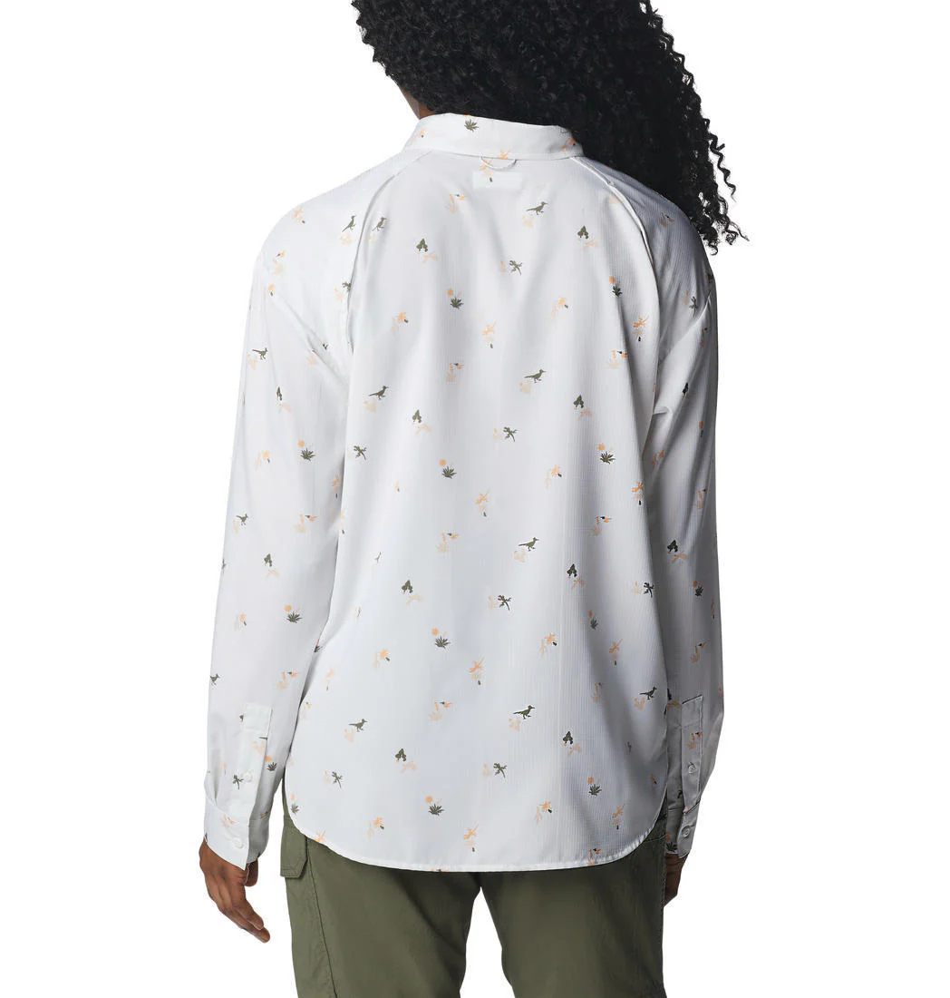 Columbia Women White Silver Ridge Utility Patterned LS Shirt (Sun Protection) - Image 7