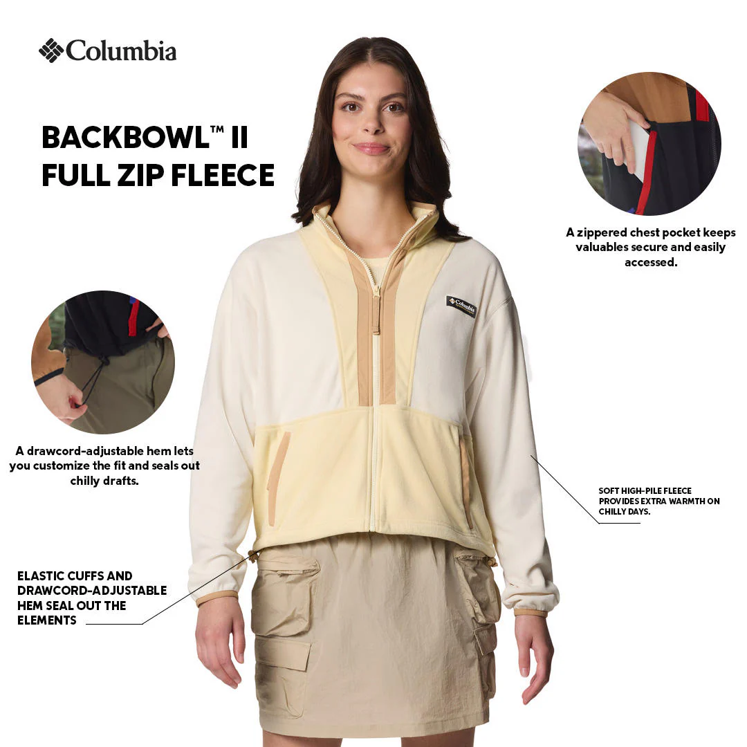 Columbia Women White Backbowl II Full Zip Fleece - Image 2