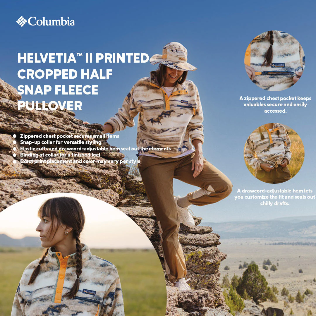 Columbia Women Yellow Helvetia II Printed Cropped Half Snap - Image 2