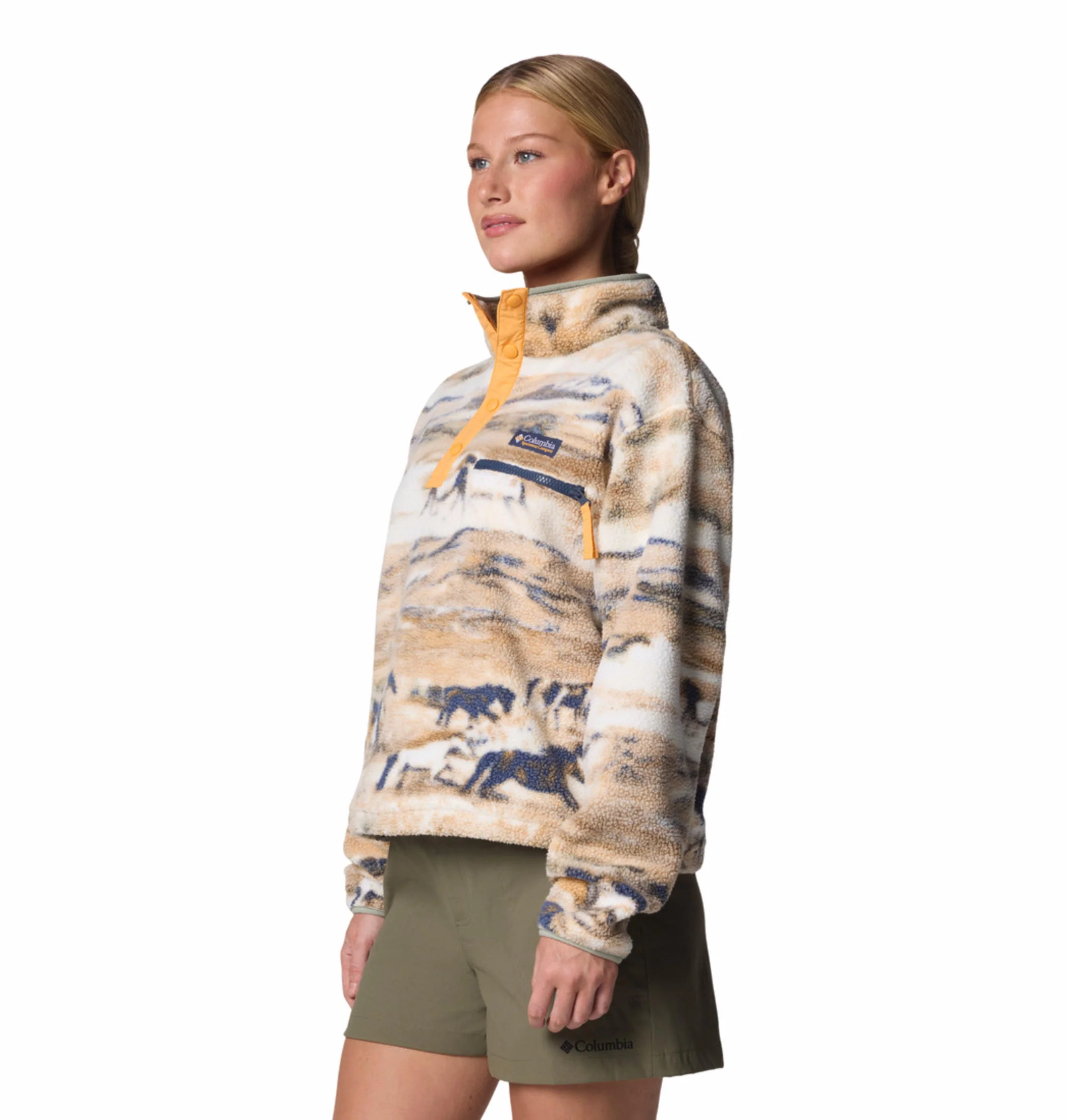 Columbia Women Yellow Helvetia II Printed Cropped Half Snap - Image 4