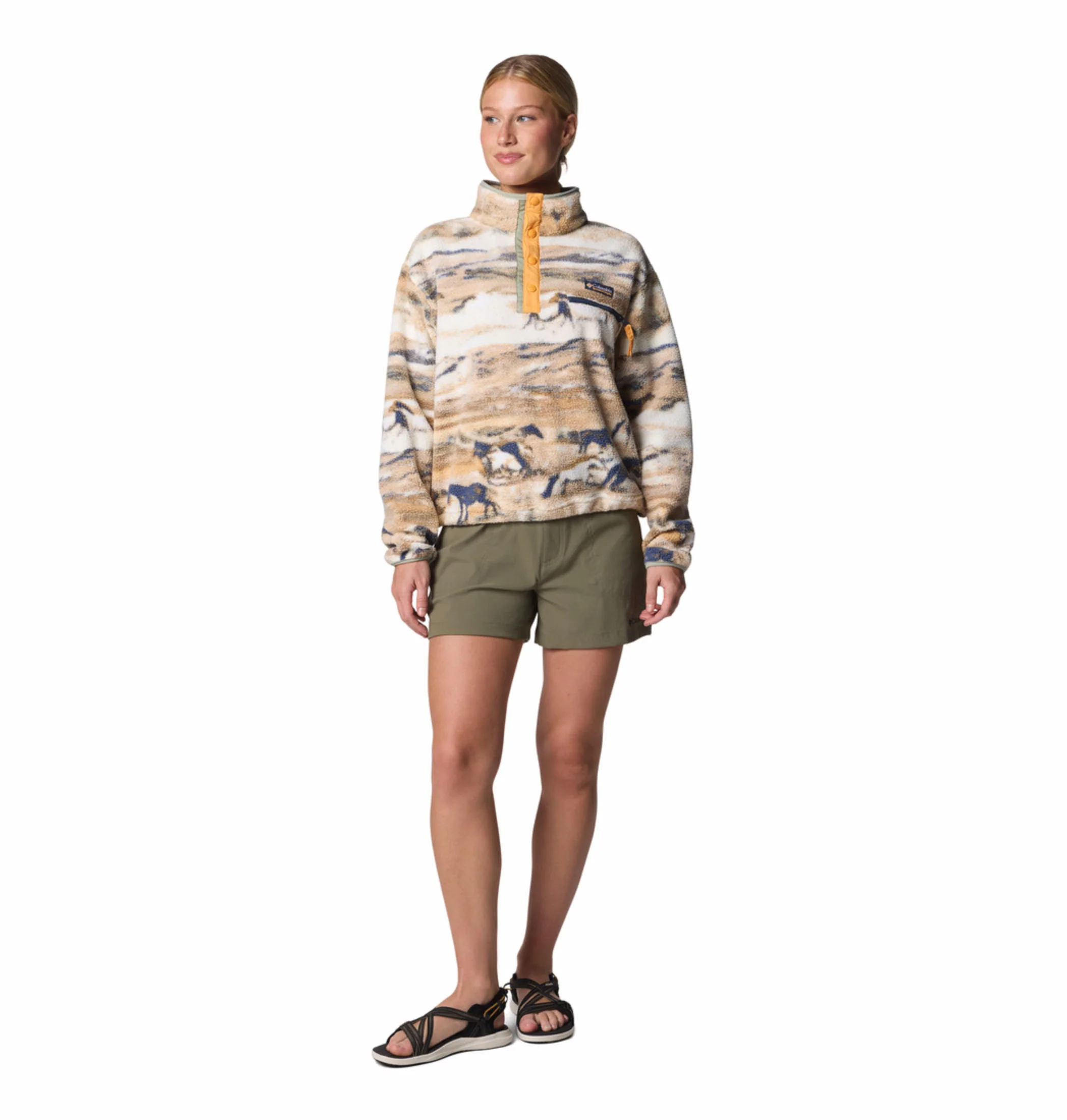 Columbia Women Yellow Helvetia II Printed Cropped Half Snap - Image 6