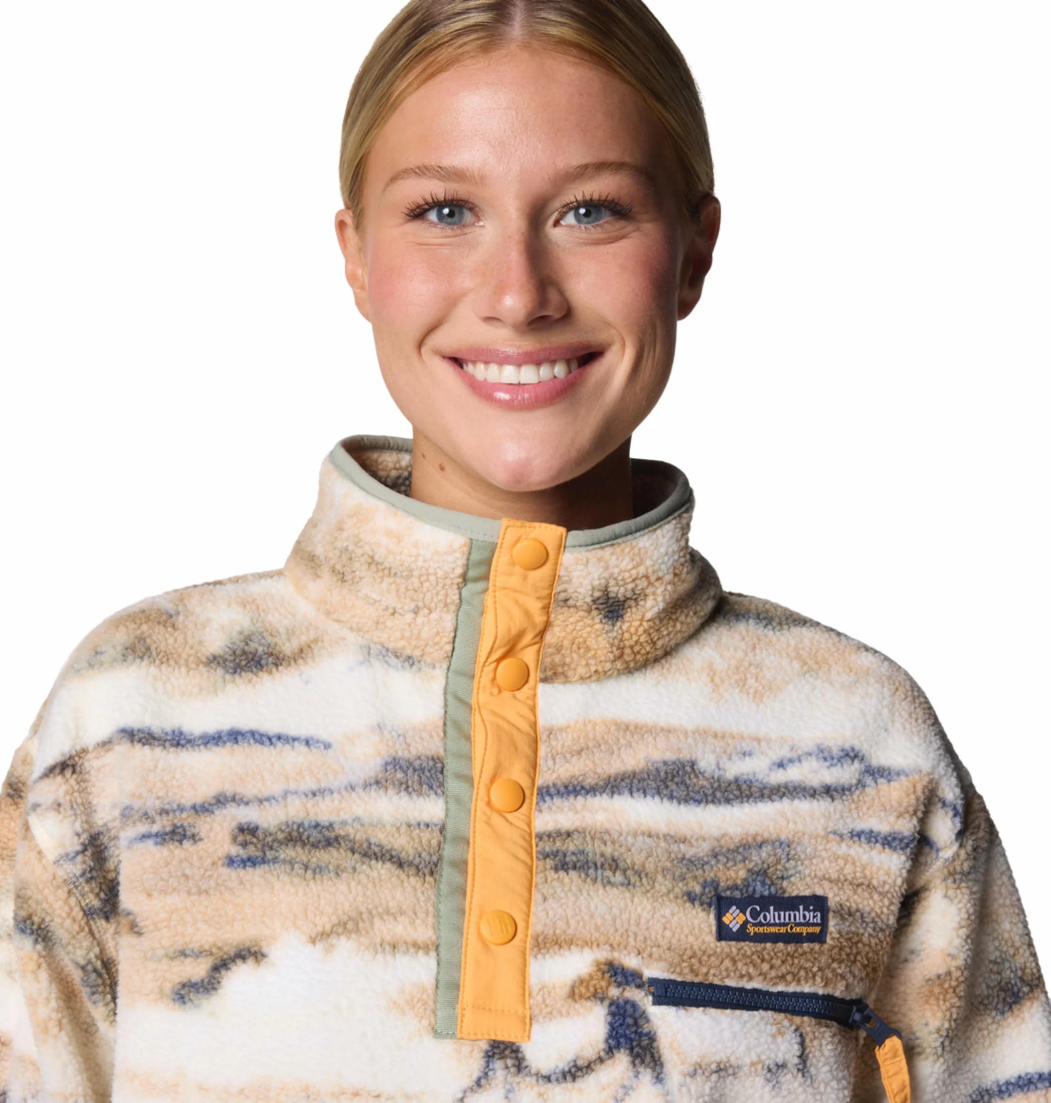Columbia Women Yellow Helvetia II Printed Cropped Half Snap - Image 7