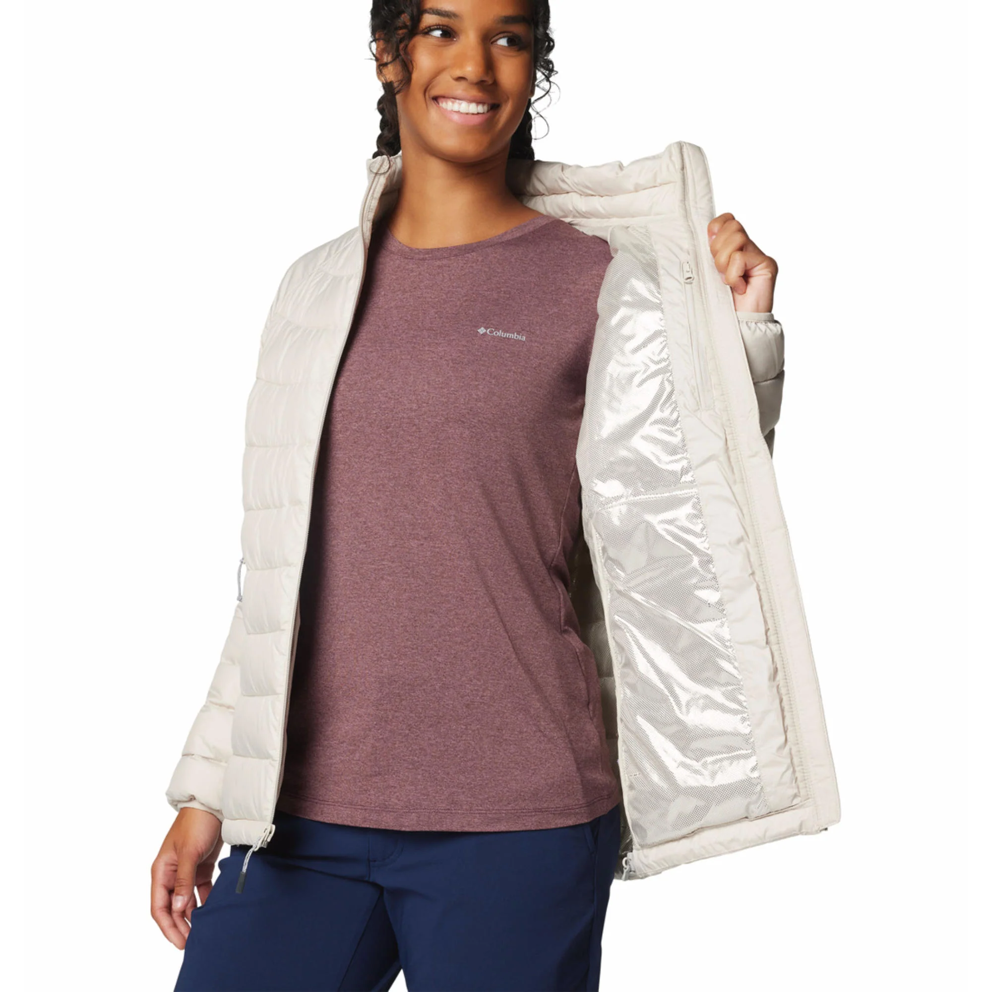 Columbia Women Brown Powder Lite II Full Zip Jacket - Image 5